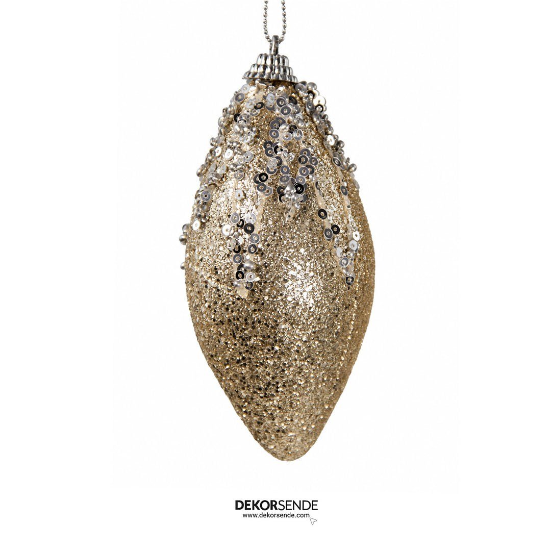 Yılbaşı Ağaç Süsü Oval Şampanya 11 cm - Kategorisiz