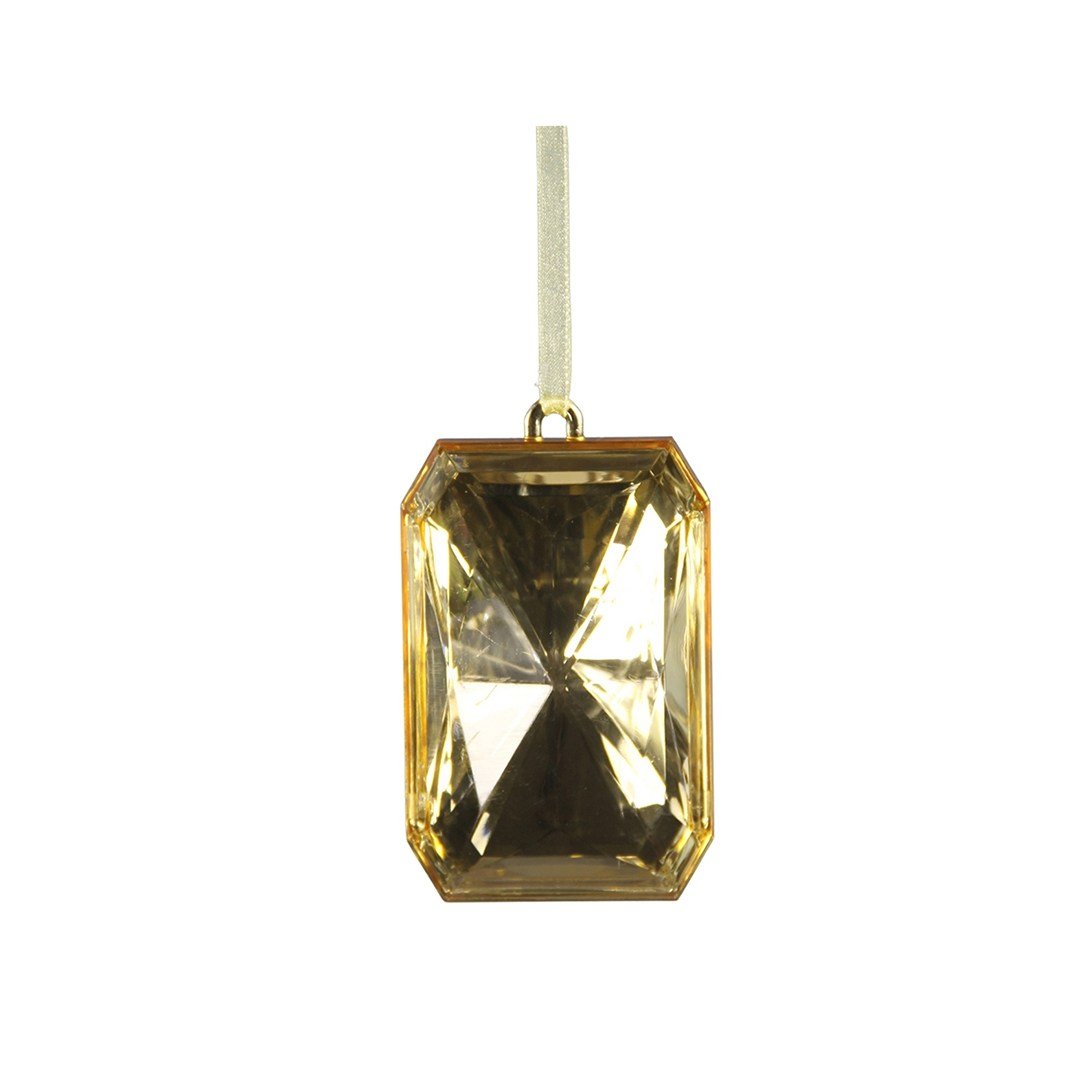 Yılbaşı Ağaç Süsü Taş Kristal Dikdörtgen Altın 12 cm - Ağaç Süsleri
