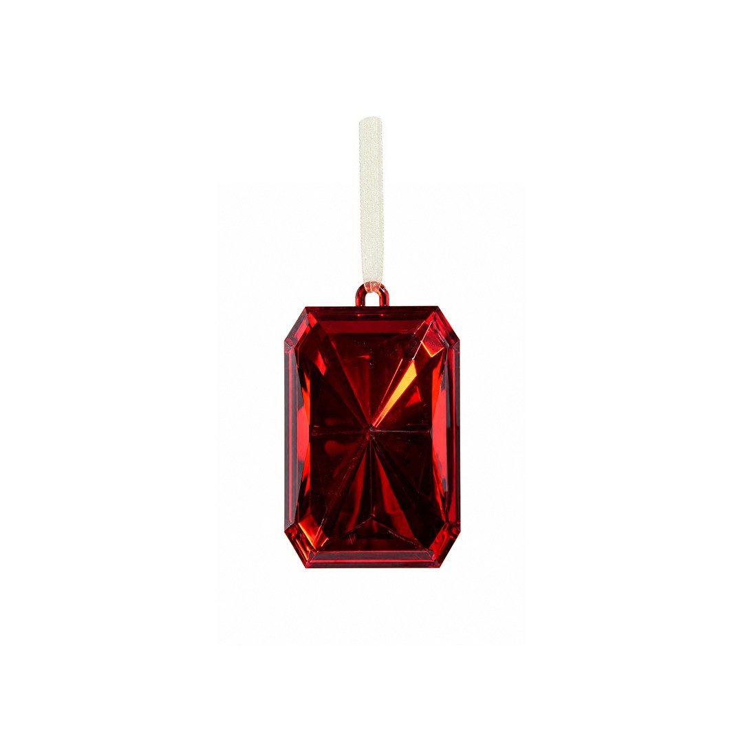 Yılbaşı Ağaç Süsü Taş Kristal Dikdörtgen Kırmızı 12 cm - Ağaç Süsleri
