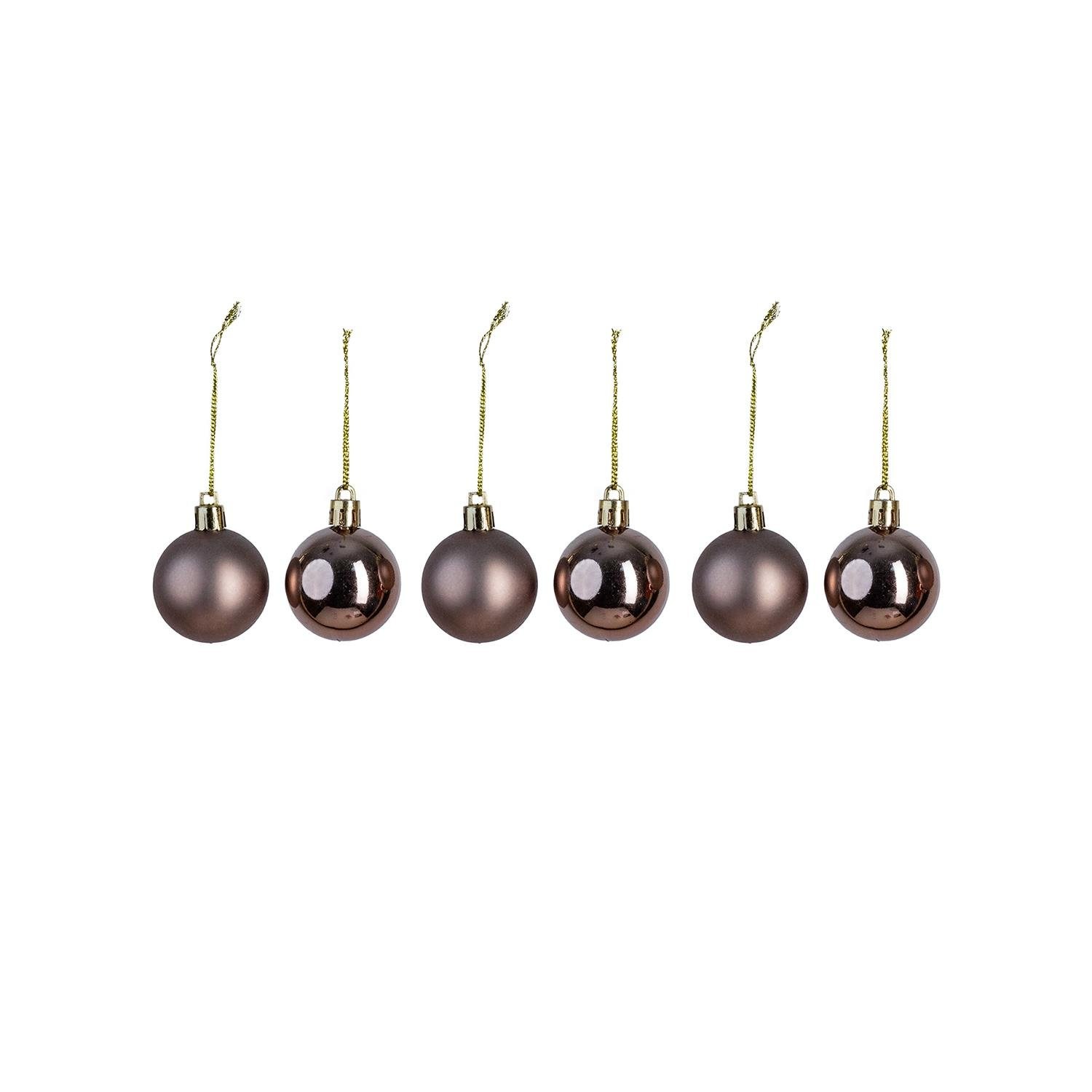 Yılbaşı Ağaç Topu 6 Adet Füme 4 cm - Ağaç Süsleri