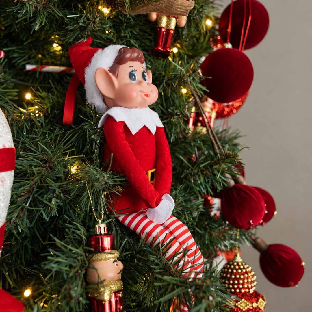 Yılbaşı Figürü Elf Çocuk Kırmızı 45 cm - Noel Baba ve Figürler