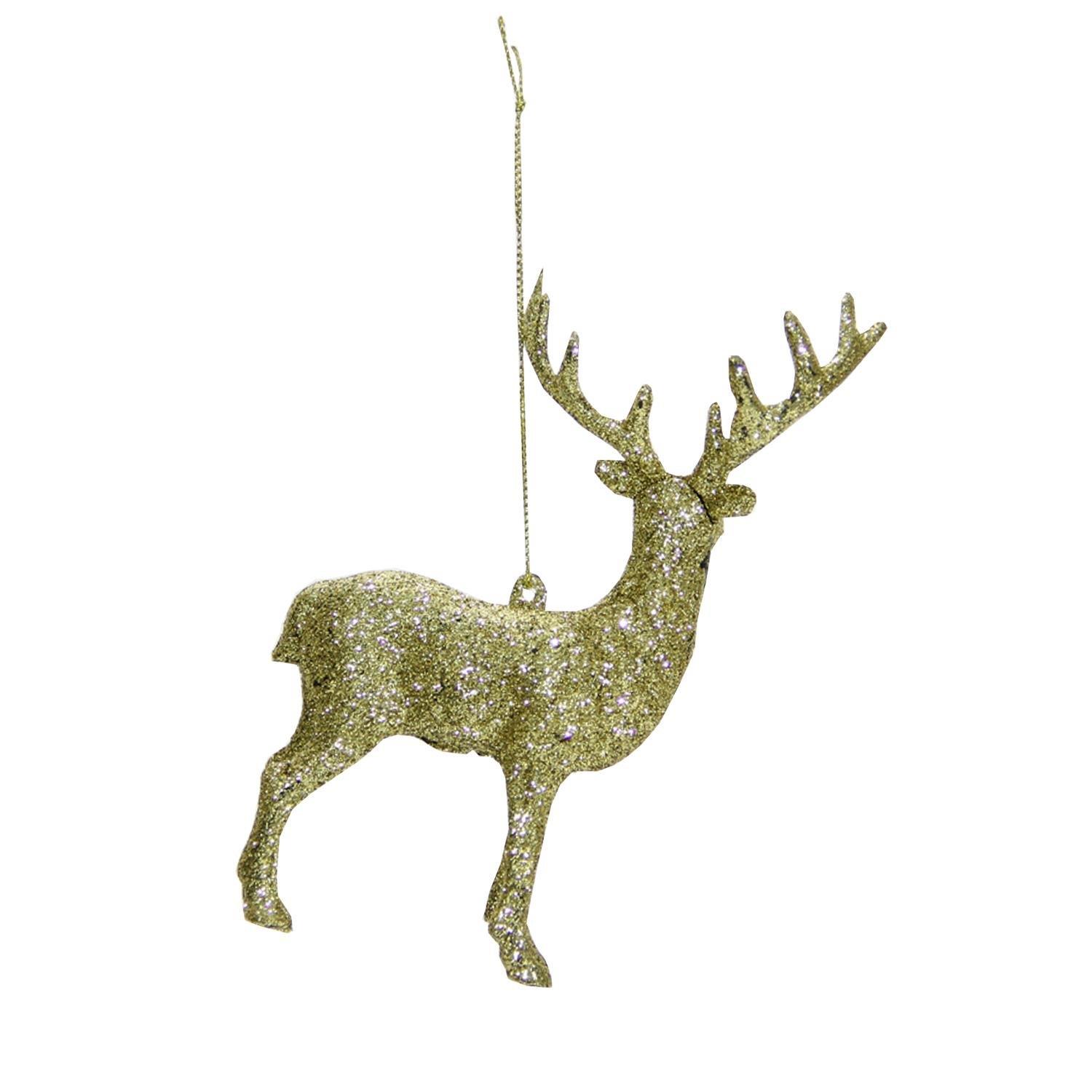 Yılbaşı Geyik Figürü Altın 11 cm - Ağaç Süsleri