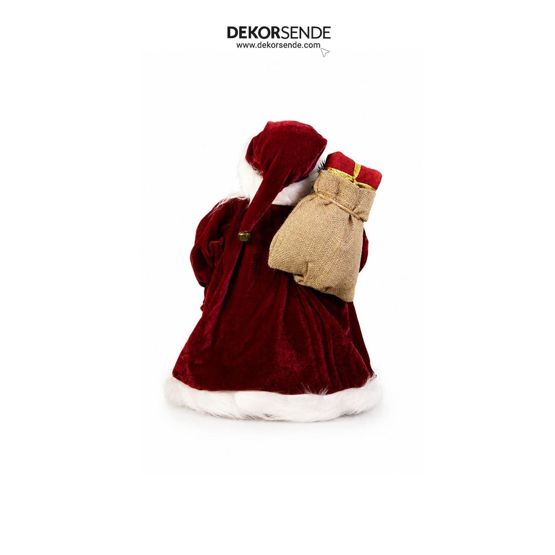 Yılbaşı Kadife Cübbeli ve Altın Tokalı Noel Baba Figürü Kırmızı 60 cm - Kategorisiz