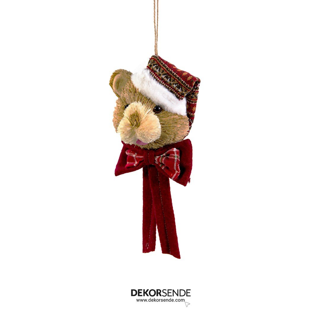 Yılbaşı Kapı Süs Küçük Ayıcık Teddy Bear Kırmızı 33 cm - Kapı Süsleri