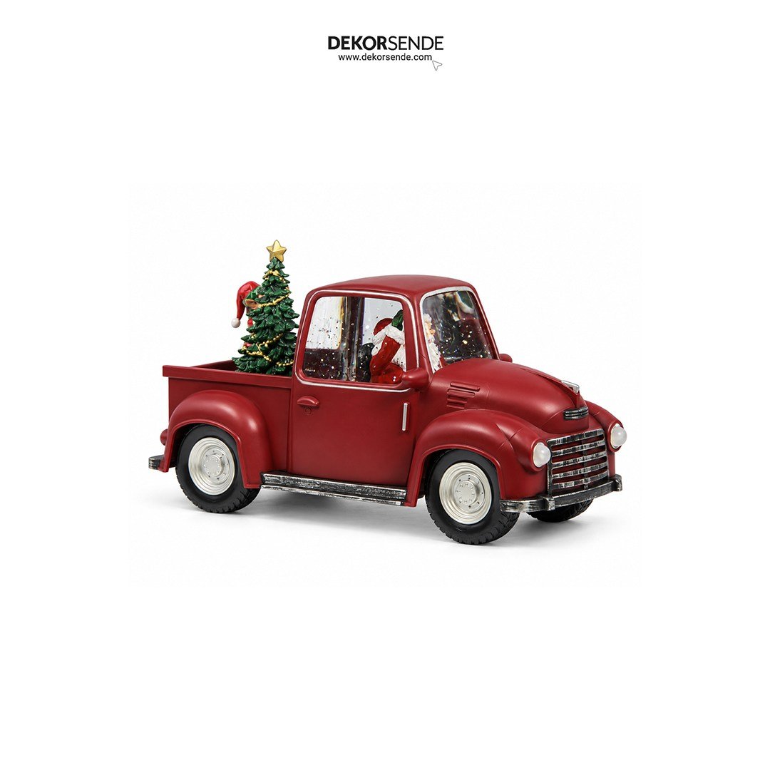 Yılbaşı Kar Küresi Arabalı Elf Çocuklu Noel Baba Model 28x15 cm - Kategorisiz
