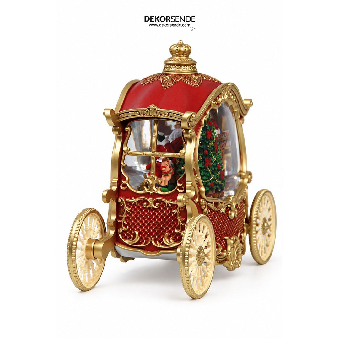 Yılbaşı Kar Küresi At Arabalı Noel Baba Model 20 cm - Kategorisiz