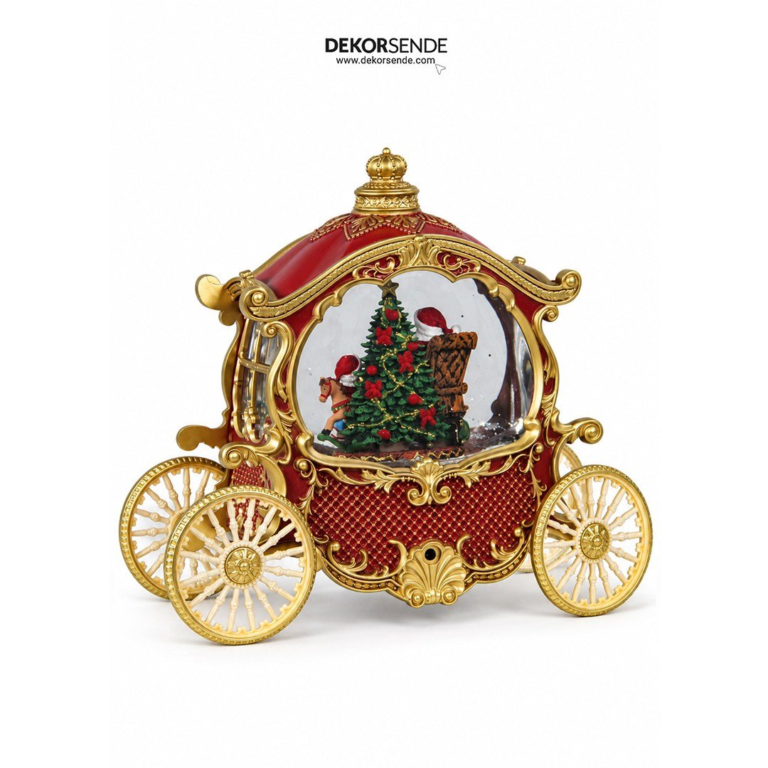 Yılbaşı Kar Küresi At Arabalı Noel Baba Model 20 cm - Kategorisiz
