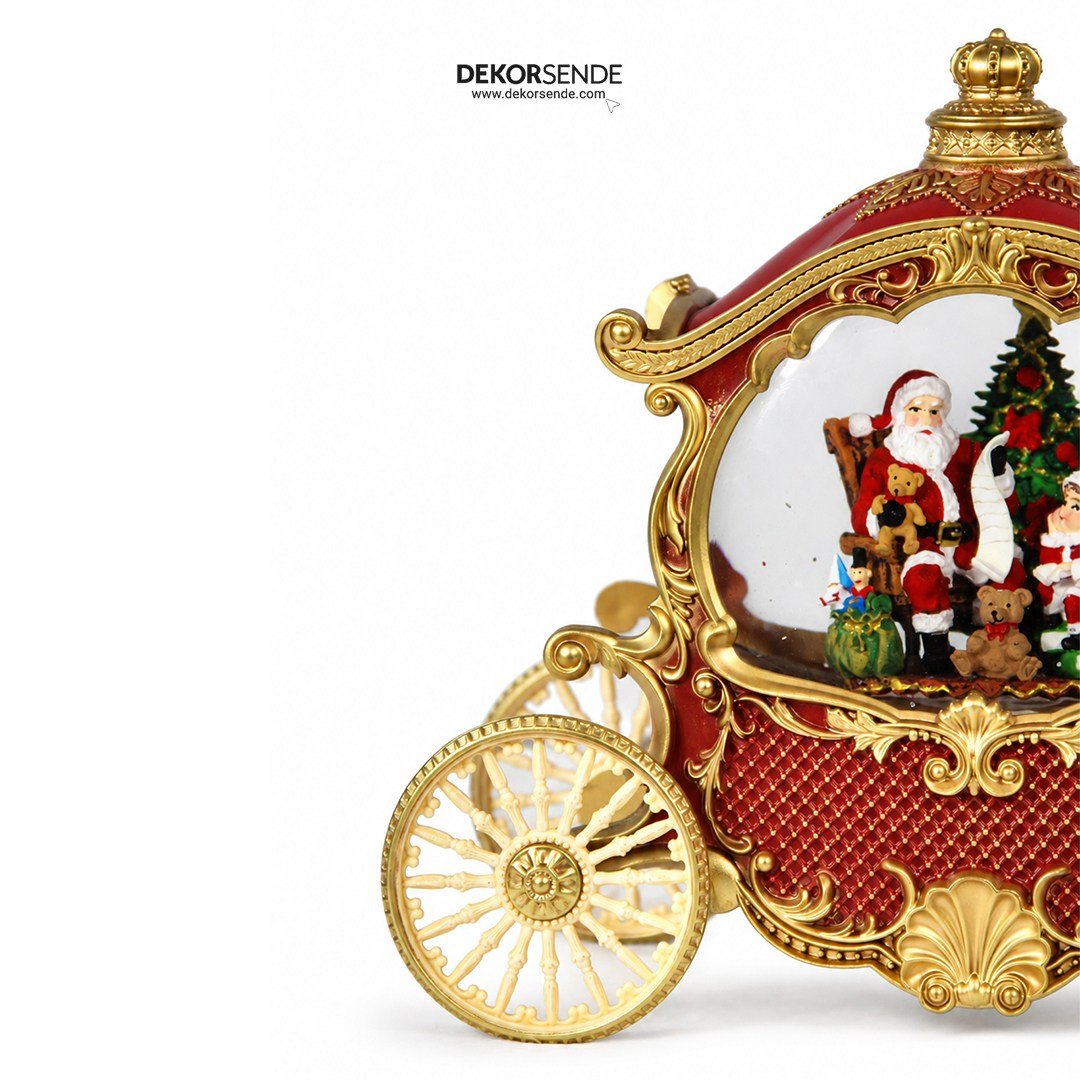 Yılbaşı Kar Küresi At Arabalı Noel Baba Model 20 cm - Kategorisiz