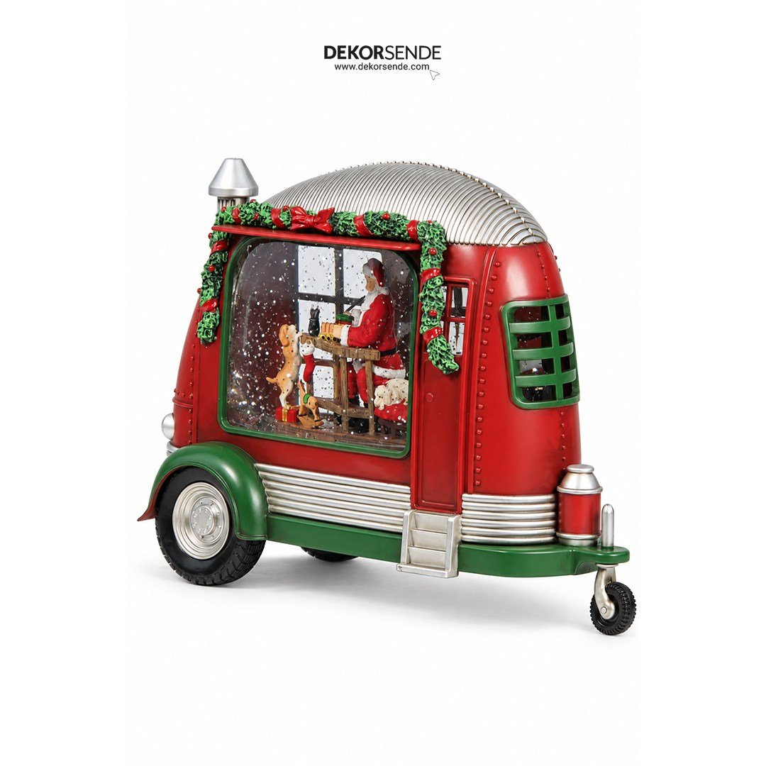 Yılbaşı Kar Küresi Karavanda Noel Baba Model 20 cm - Kategorisiz