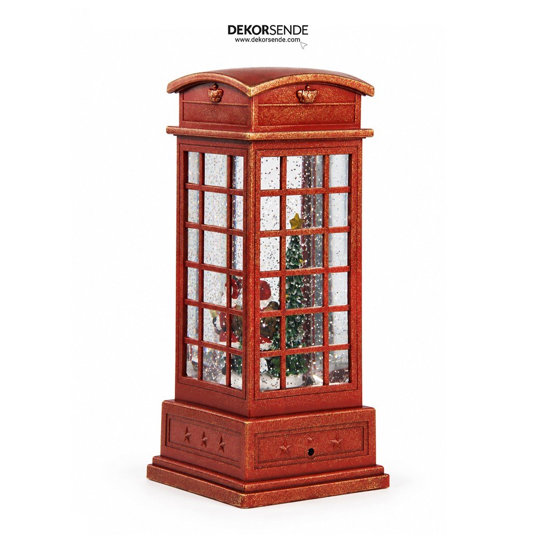 Yılbaşı Kar Küresi Telefon Kulübesinde Noel Baba Model 25 cm - Kategorisiz