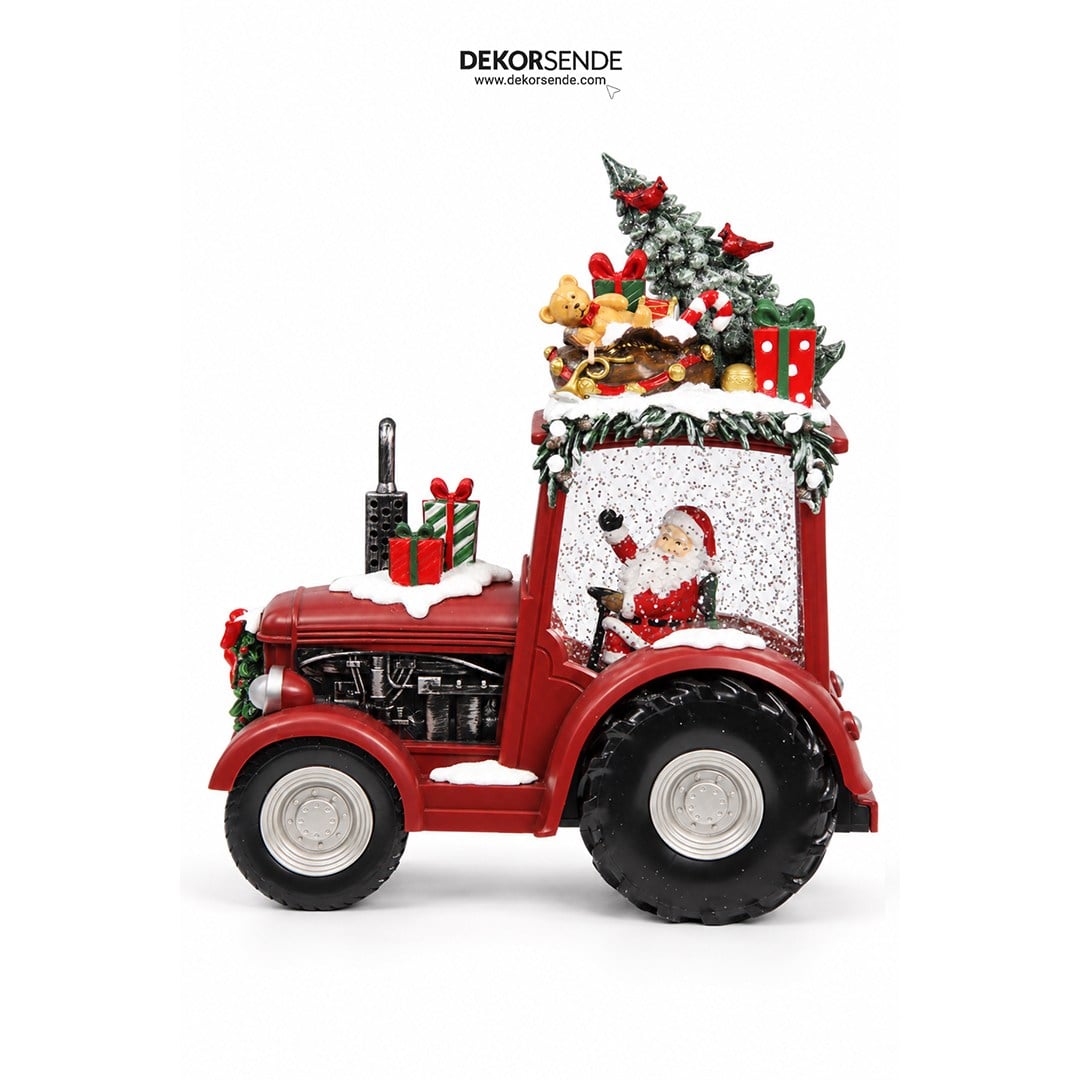 Yılbaşı Kar Küresi Traktörlü Noel Baba Model 22x25 cm - Kategorisiz