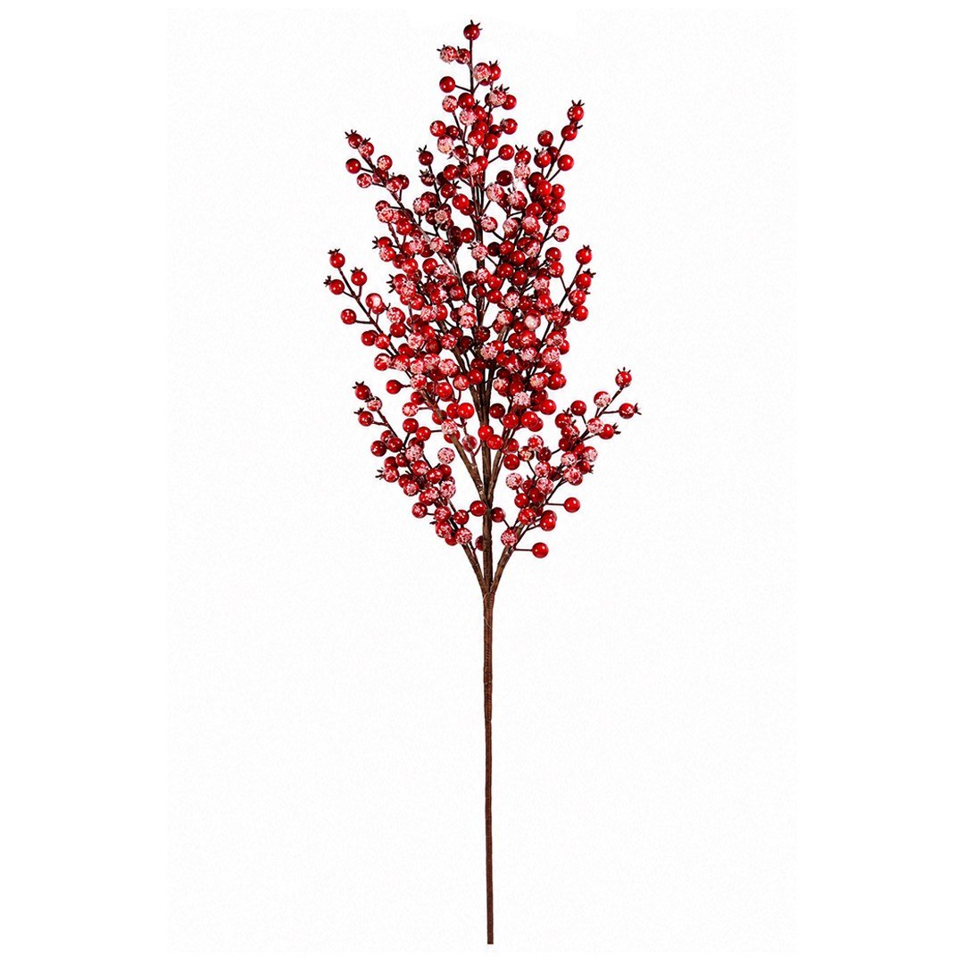 Yılbaşı Narlı ve Karlı / Simli Nar Dalı Kırmızı 102 cm - Yılbaşı Yapay Çiçekleri
