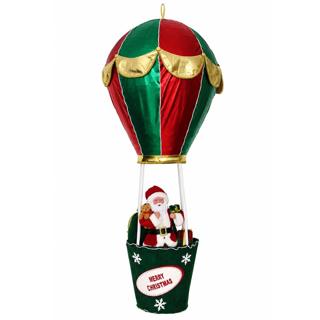 Yılbaşı Noel Baba Balonda Kırmızı Yeşil 150 cm - Noel Baba ve Figürler
