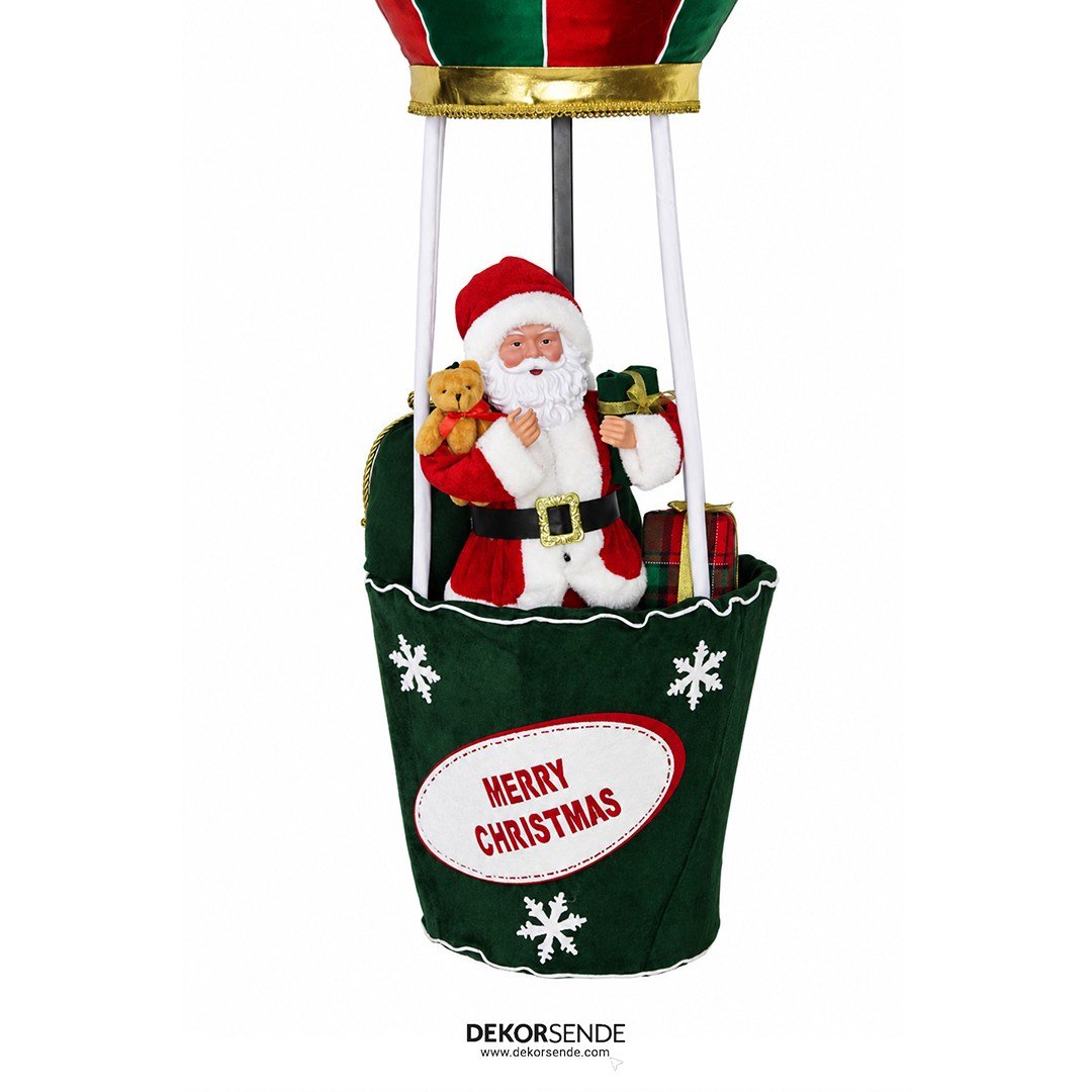 Yılbaşı Noel Baba Balonda Kırmızı Yeşil 150 cm - Noel Baba ve Figürler