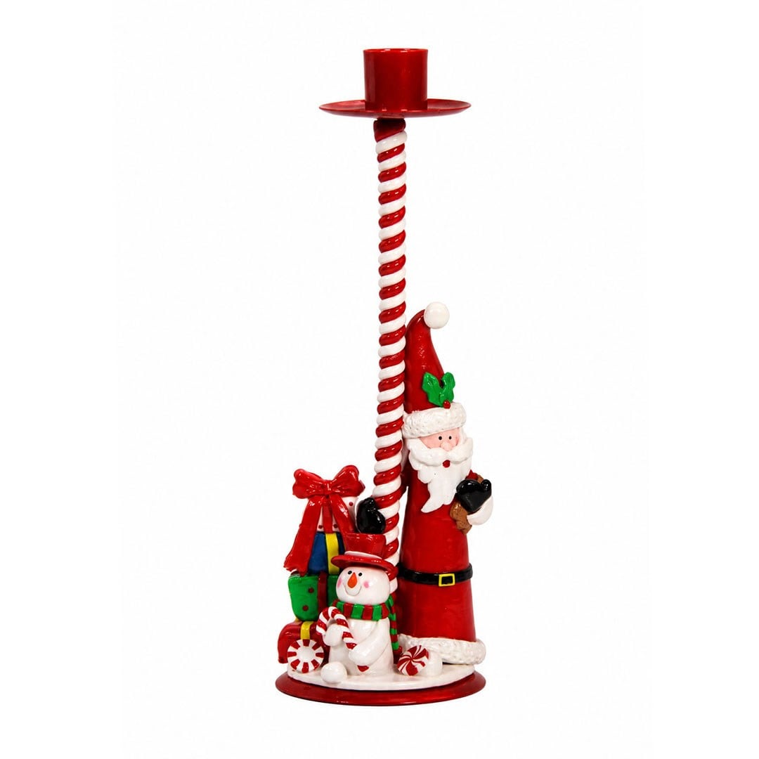 Yılbaşı Noel Baba Figürlü Şeker Şamdan Mumluk Kırmızı 30 cm - Kategorisiz