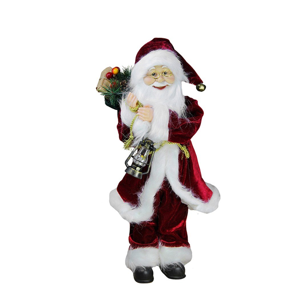 Yılbaşı Noel Baba Kadife Ceketli Kırmızı 45 cm - Noel Baba ve Figürler