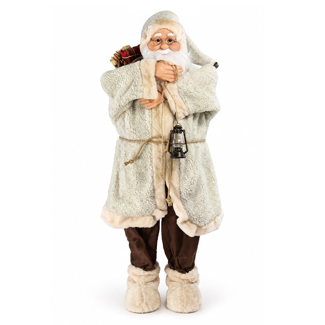 Yılbaşı Noel Baba Kürklü Bej 90 cm - Noel Baba ve Figürler