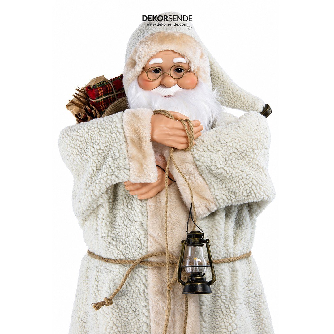Yılbaşı Noel Baba Kürklü Bej 90 cm - Noel Baba ve Figürler