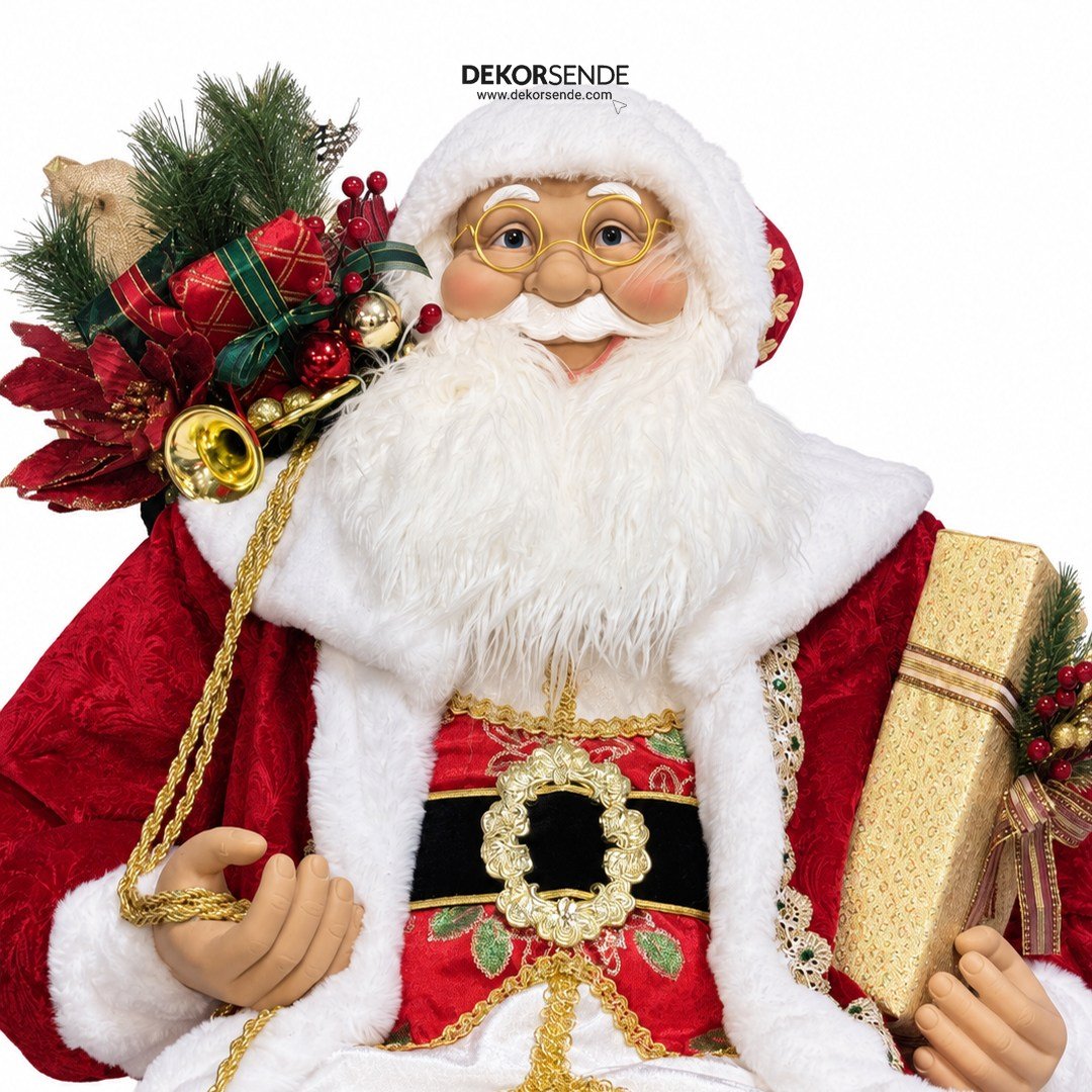 Yılbaşı Noel Baba Payetli Oturan Kırmızı 150 cm - Kategorisiz