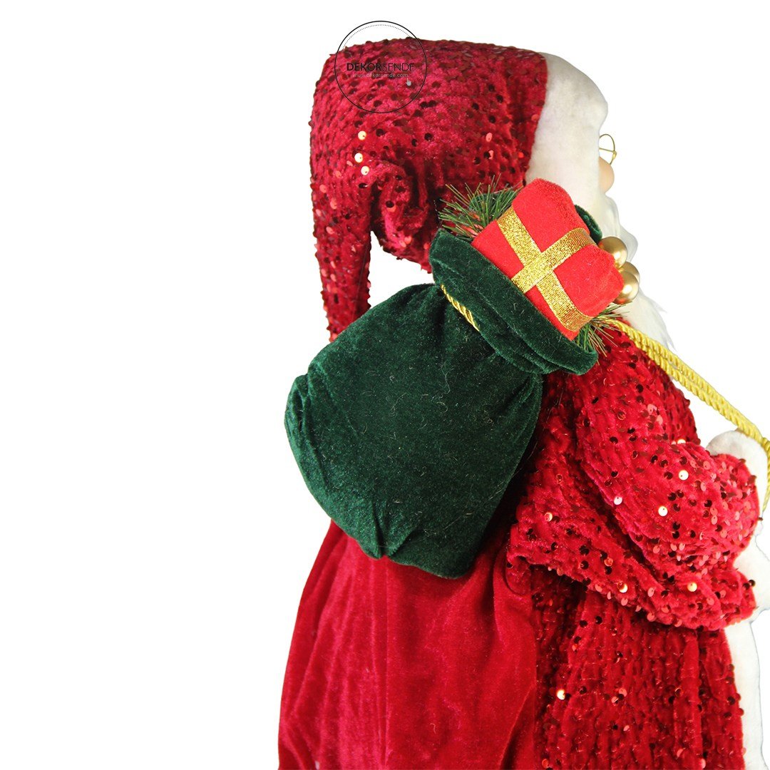 Yılbaşı Noel Baba Payetli Pullu Kırmızı 90 cm - Noel Baba ve Figürler