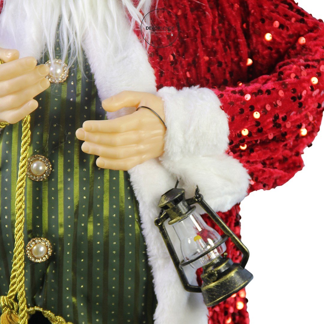 Yılbaşı Noel Baba Payetli Pullu Kırmızı 90 cm - Noel Baba ve Figürler