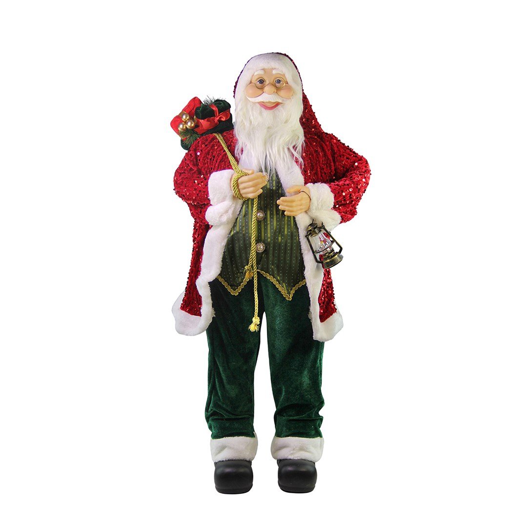 Yılbaşı Noel Baba Payetli Pullu Kırmızı 90 cm - Noel Baba ve Figürler
