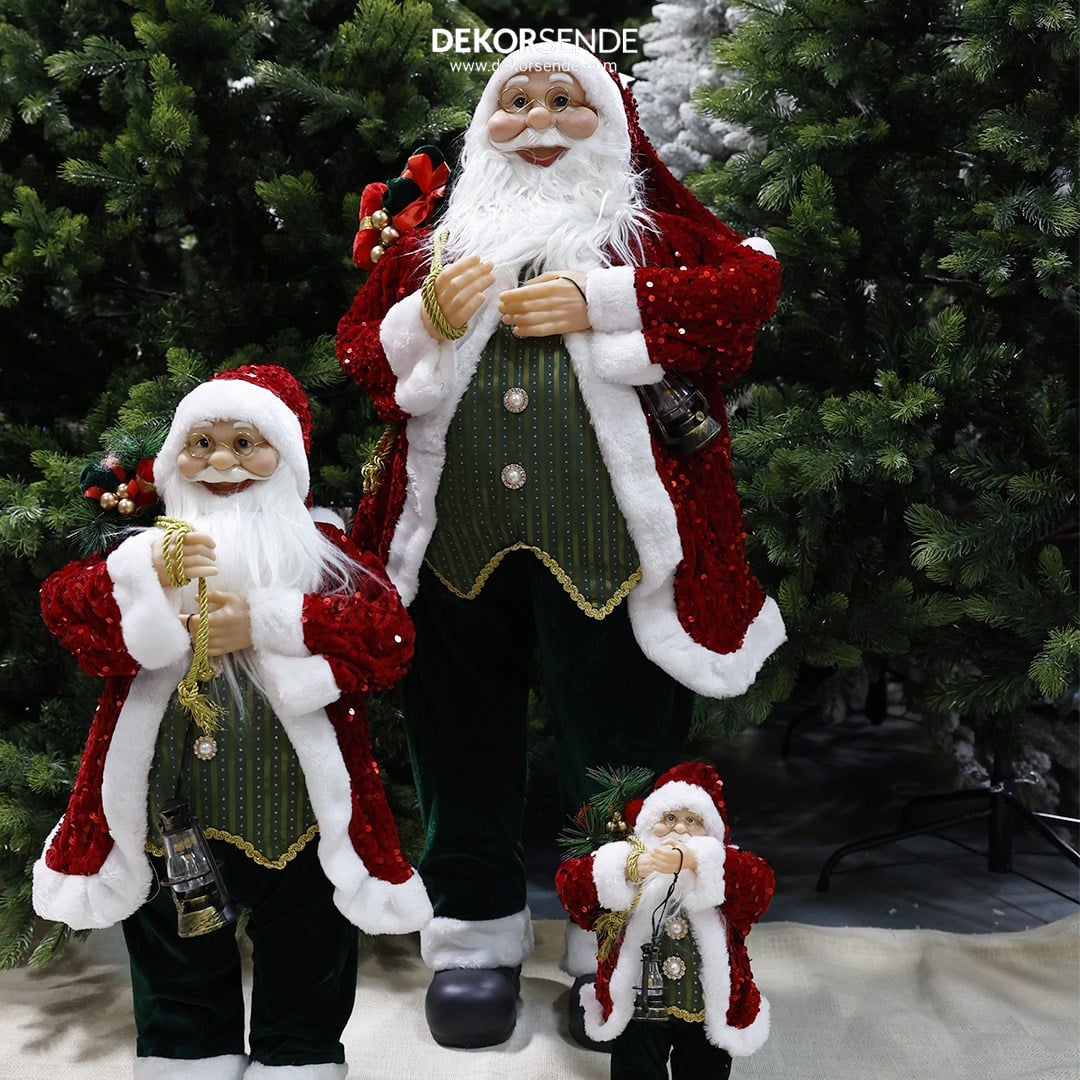 Yılbaşı Noel Baba Payetli Pullu Kırmızı 90 cm - Noel Baba ve Figürler