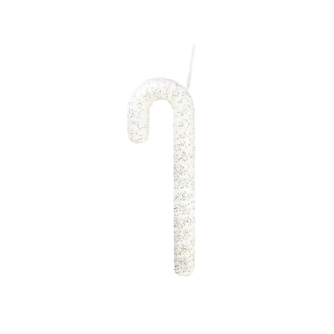 Yılbaşı Süs Gri Pullu Baston Beyaz 33 cm - Ağaç Süsleri
