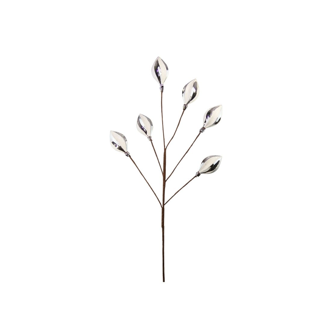 Yılbaşı Süs Konik Dal Gümüş Beyaz 65 cm - Yılbaşı Aksesuarları