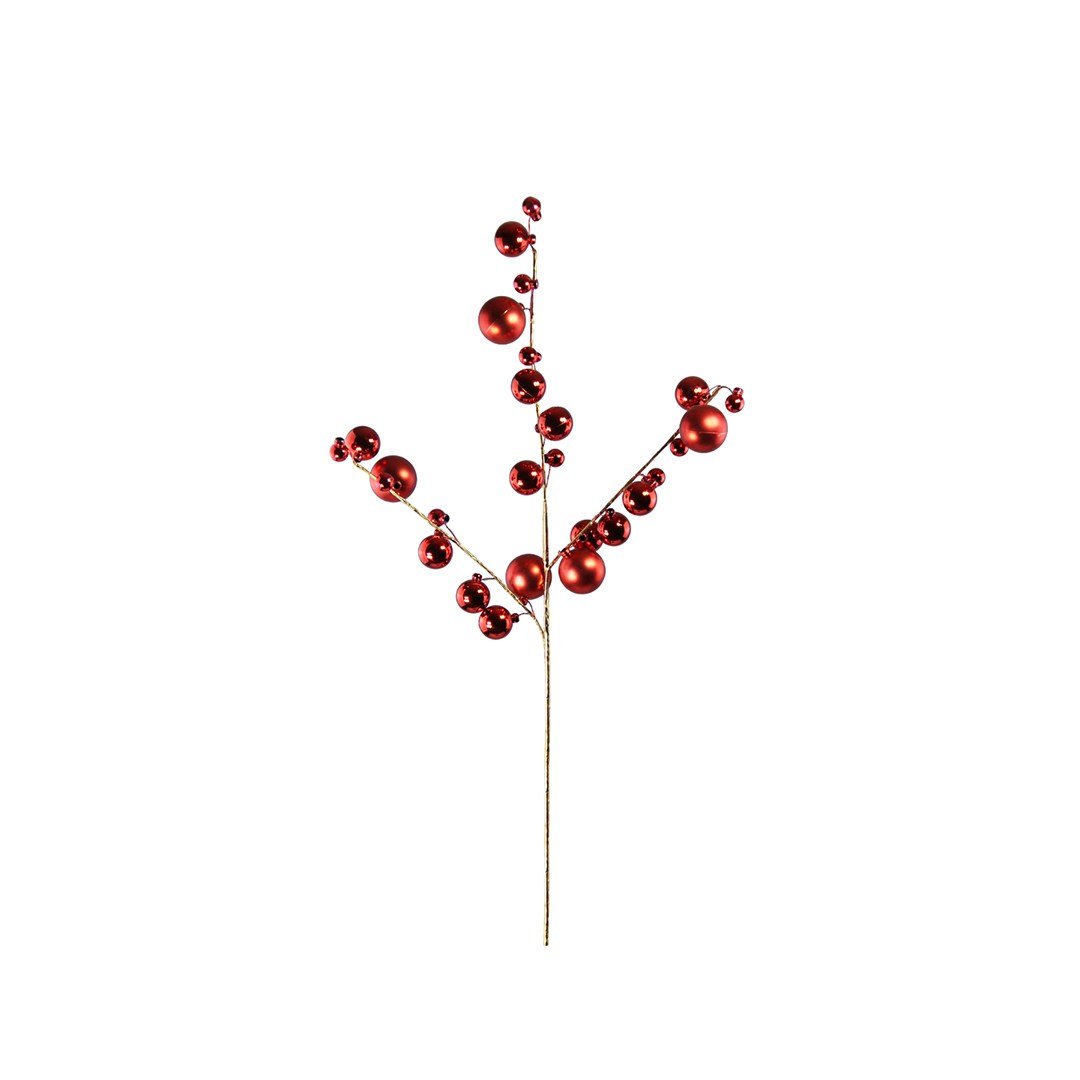 Yılbaşı Süs Parlak Top Dal Kırmızı 70 cm - Yılbaşı Aksesuarları