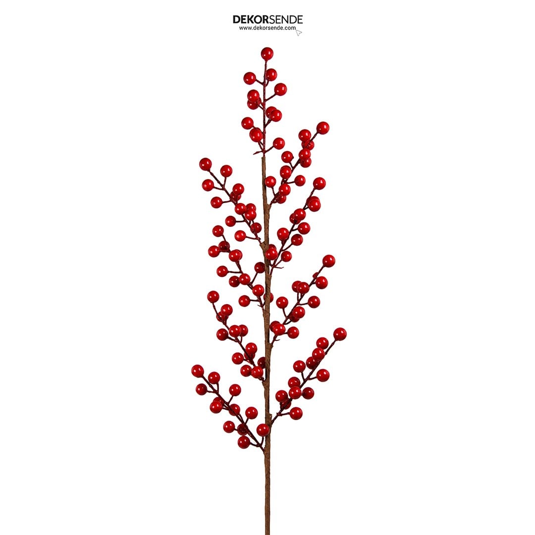 Yılbaşı Süsü Berry (Kokina) Dal Kırmızı 78 cm - Yılbaşı Yapay Çiçekleri