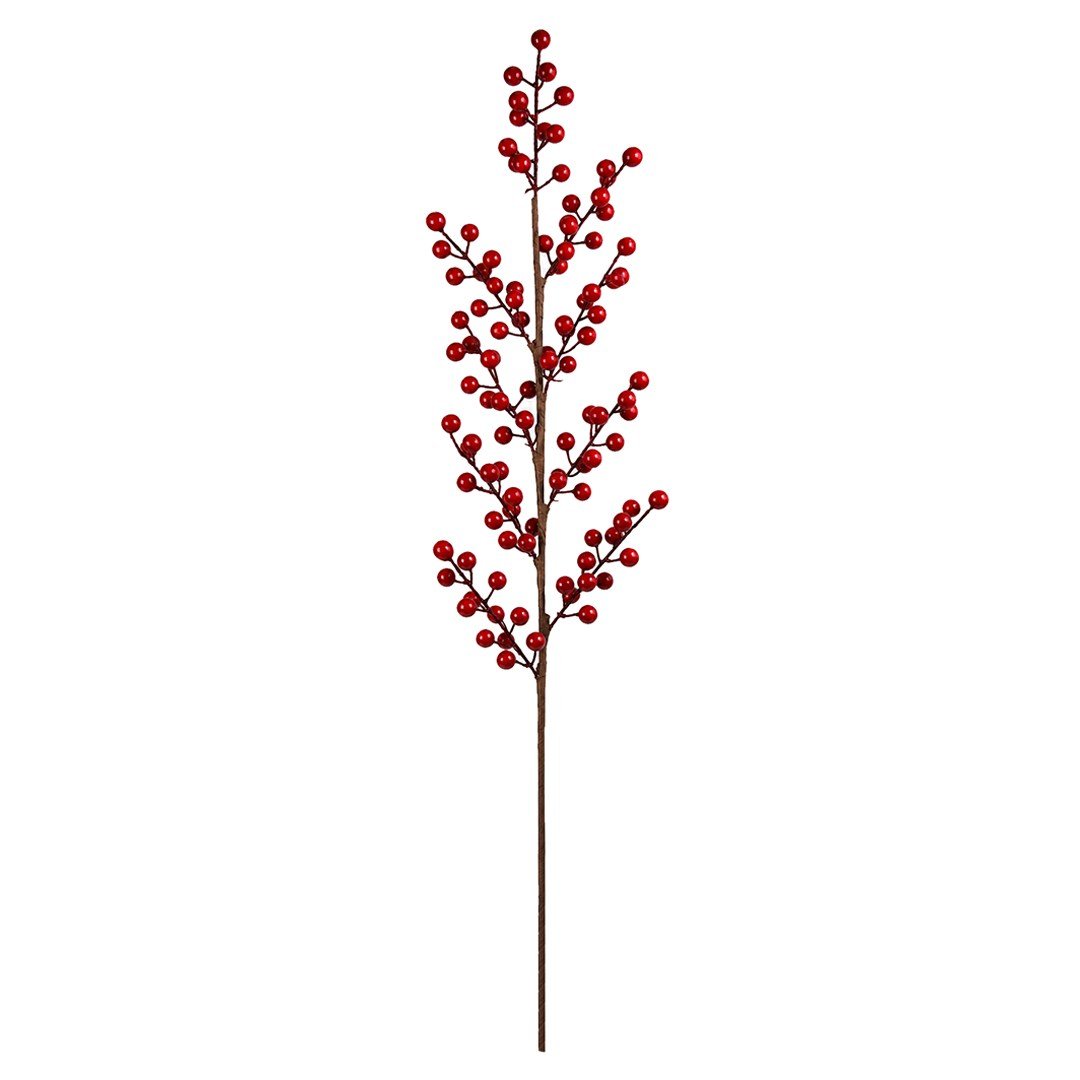 Yılbaşı Süsü Berry (Kokina) Dal Kırmızı 78 cm - Yılbaşı Yapay Çiçekleri