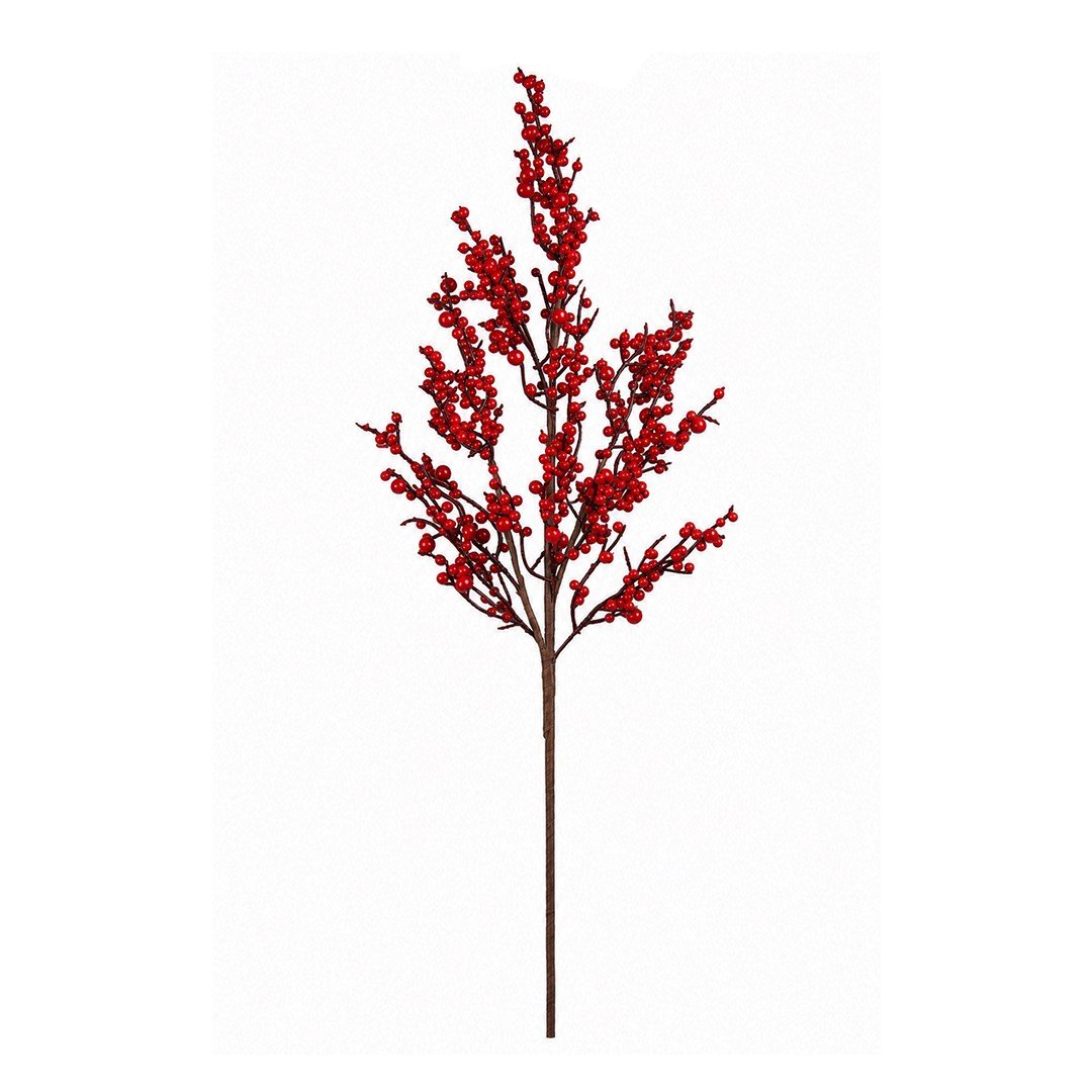 Yılbaşı Süsü Boncuk Berry Dal Kırmızı 72 cm - Yılbaşı Yapay Çiçekleri