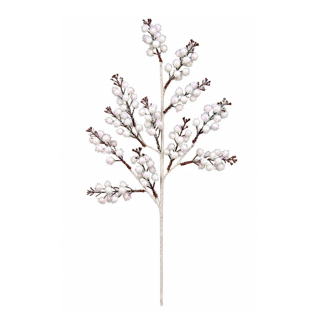 Yılbaşı Süsü Buzlu ve Parıltılı Berry Dalı Beyaz 67 cm - Kategorisiz