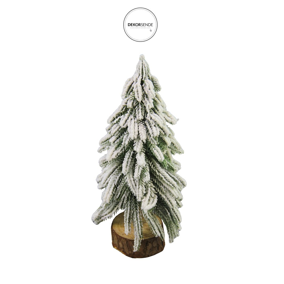 Yılbaşı Süsü Çam Ağacı Masaüstü Karlı 30 cm - Çam Ağacı ve Garland
