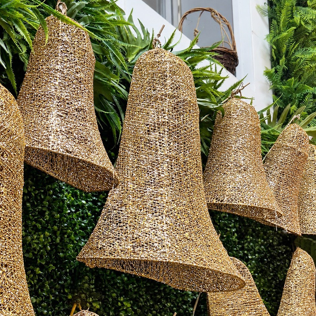 Yılbaşı Süsü Çan Simli Kapı ve Duvar Süsü Tel Altın 50 cm - Kapı Süsleri