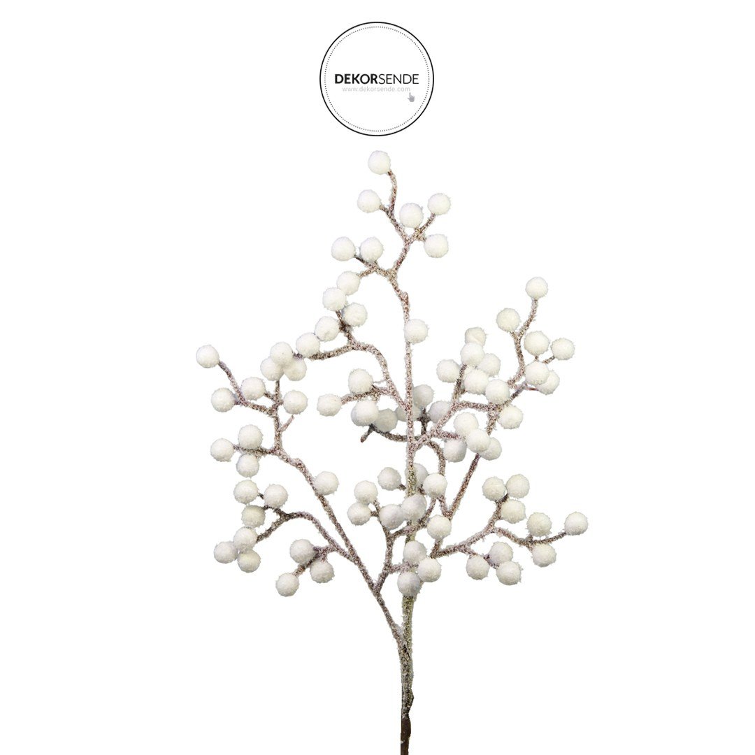 Yılbaşı Süsü Dal Berry Karlı Beyaz 35 cm - Ağaç Süsleri