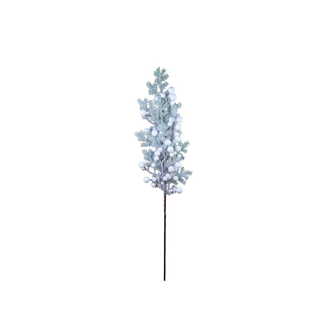 Yılbaşı Süsü Dal Berry Karlı Yeşil Beyaz 75 cm - Yılbaşı Aksesuarları