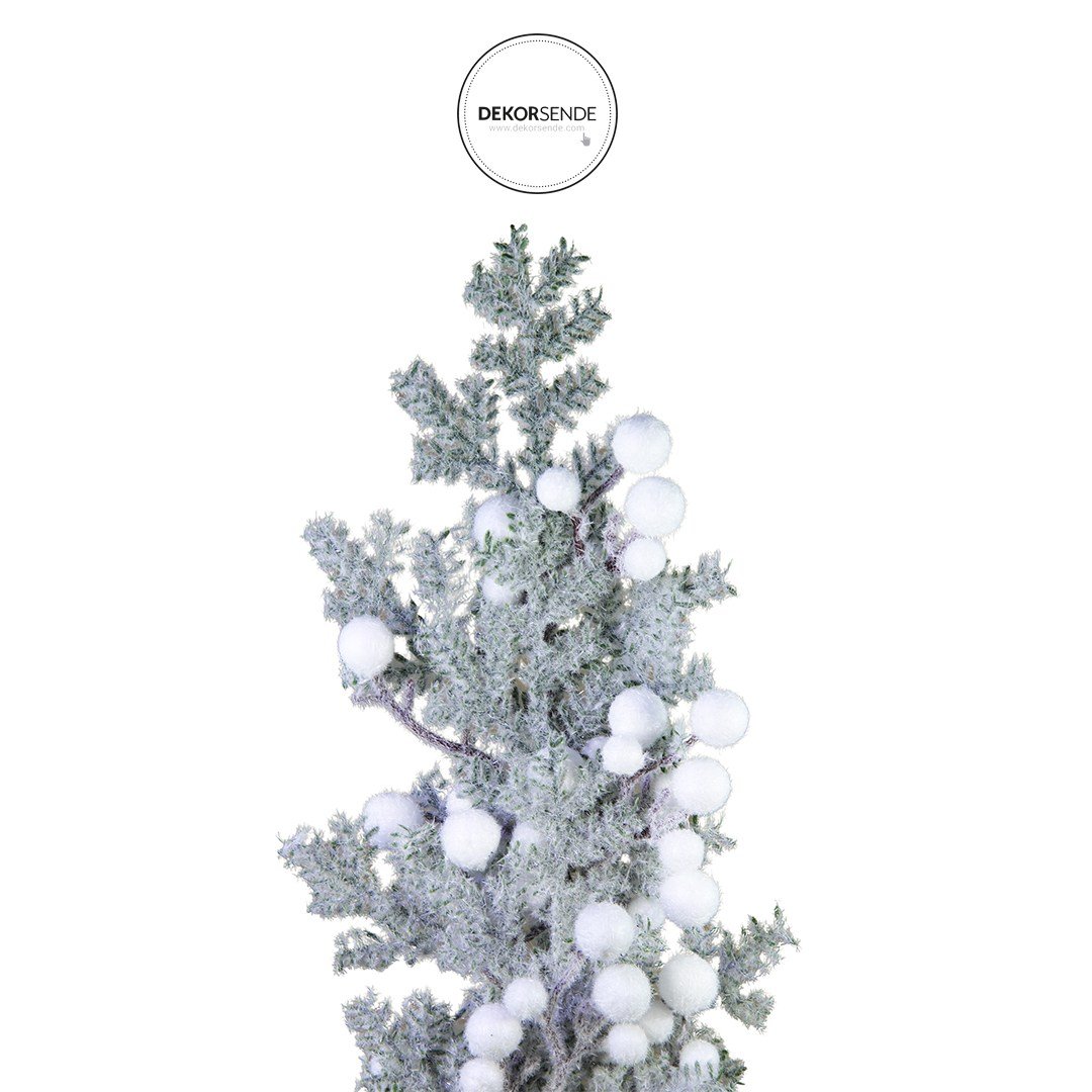 Yılbaşı Süsü Dal Berry Karlı Yeşil Beyaz 75 cm - Yılbaşı Aksesuarları
