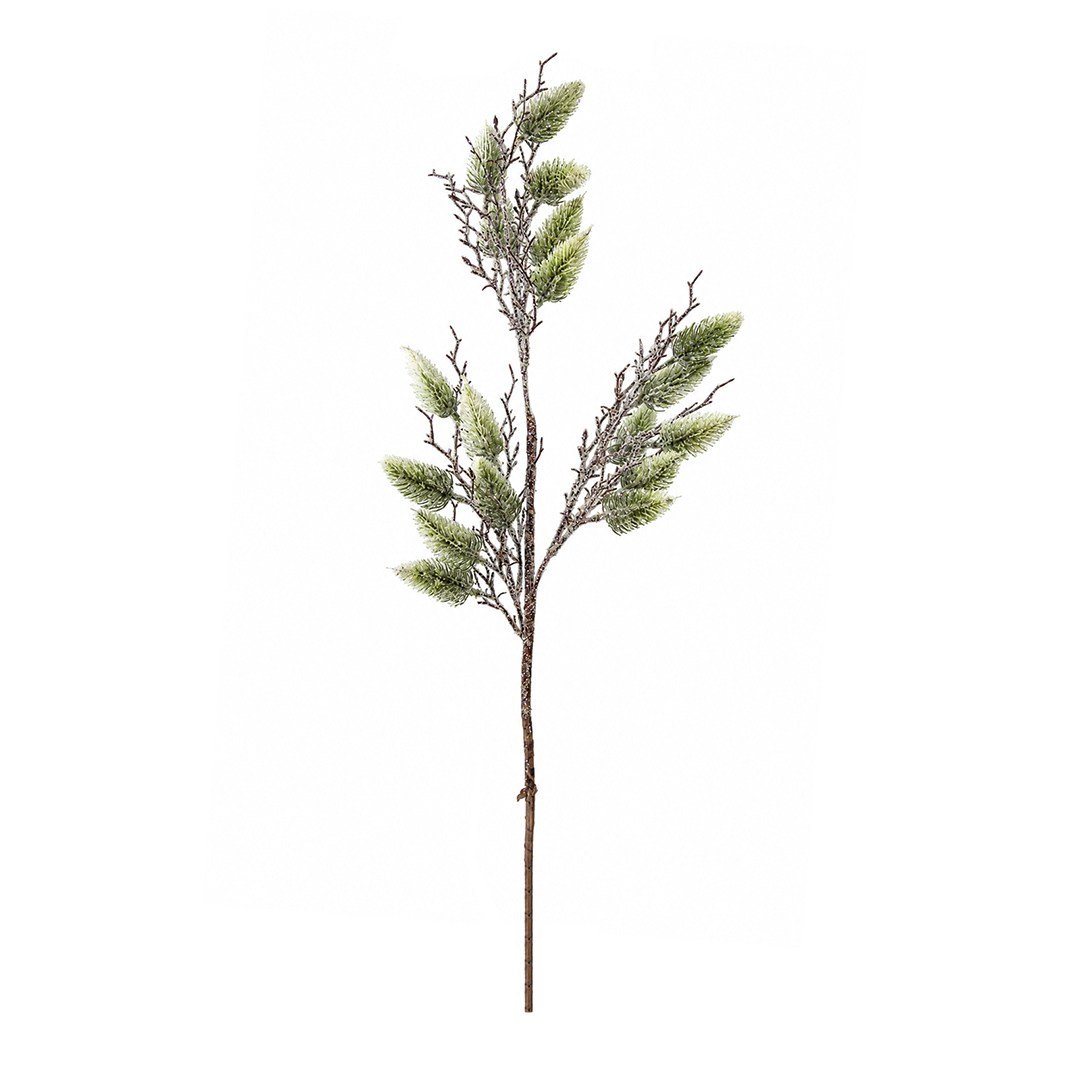 Yılbaşı Süsü Dal Çam Selvi Garnitür Buzlu 80 cm - Yılbaşı Yapay Çiçekleri