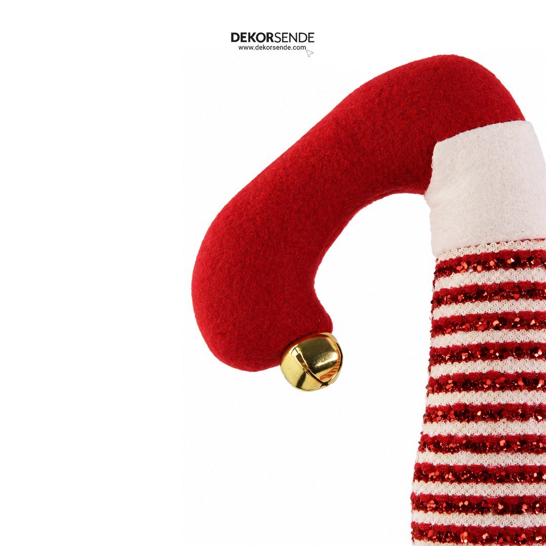 Yılbaşı Süsü Elf Bacakları Kırmızı Beyaz 50 cm - Noel Baba ve Figürler