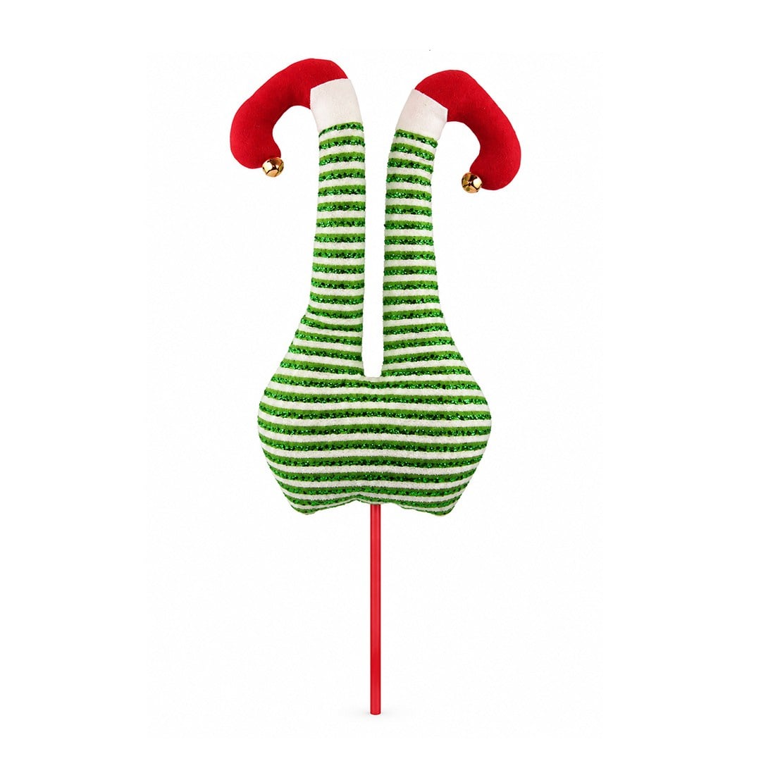 Yılbaşı Süsü Elf Bacakları Yeşil Beyaz 50 cm - Yılbaşı Aksesuarları