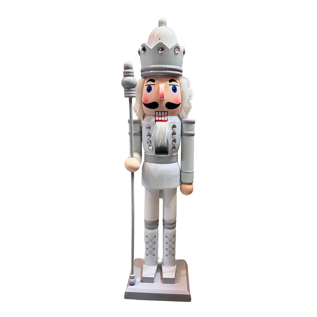Yılbaşı Süsü Fındıkkıran Lüks Kurşun Asker Beyaz Gümüş 55 cm - Noel Baba ve Figürler