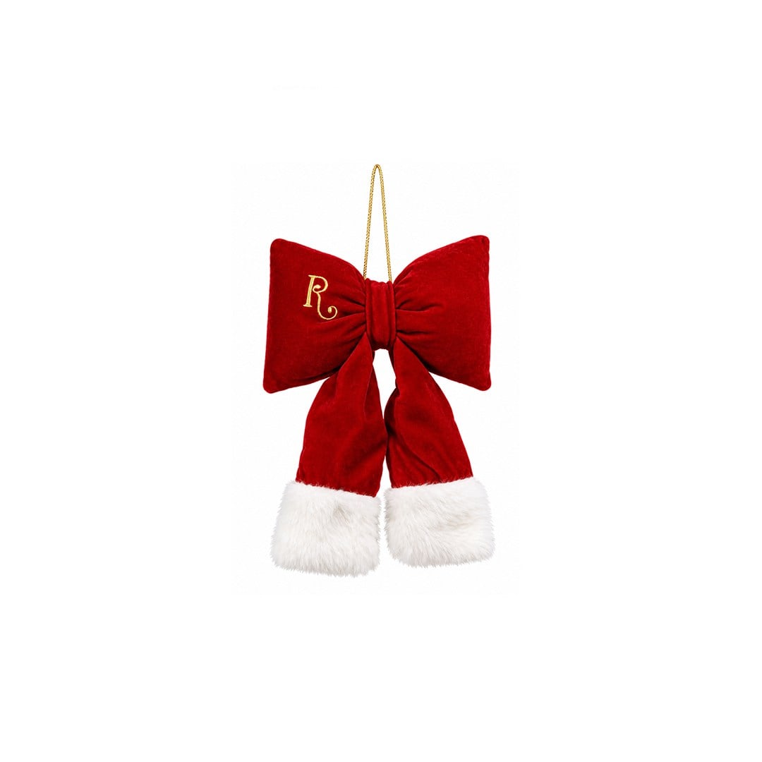Yılbaşı Süsü Kadife ve Beyaz Peluşlu Küçük Fiyonk Kırmızı 27 cm - Kategorisiz