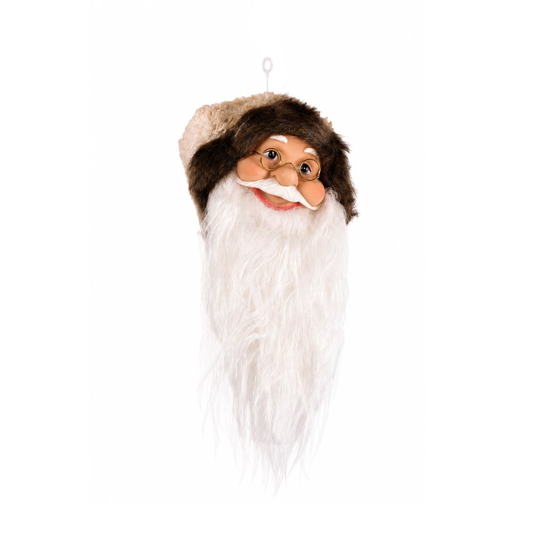 Yılbaşı Süsü Kahverengi Kürk Şapkalı Noel Baba Kafası - 35 cm - Kategorisiz