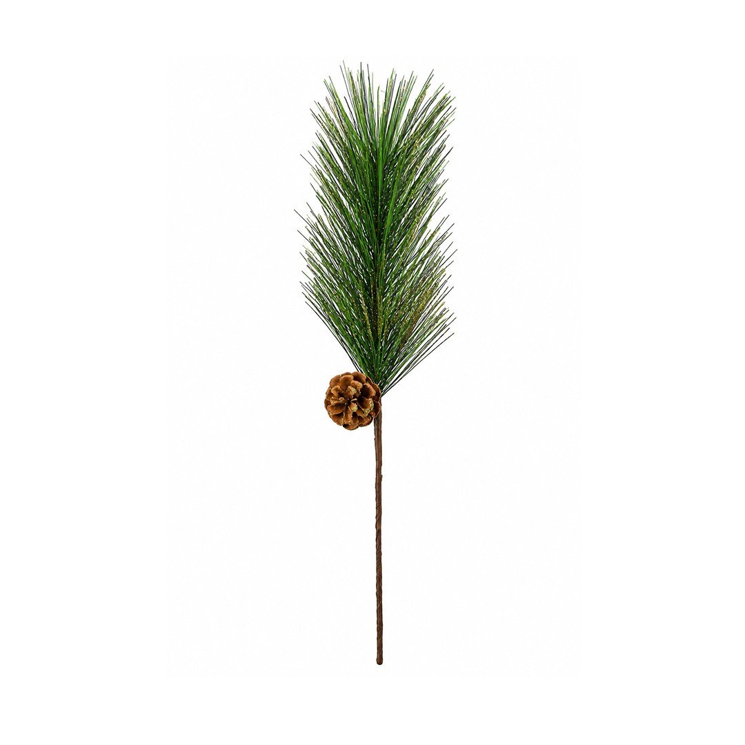 Yılbaşı Süsü Kozalaklı İğne Çam Dalı Yeşil 60 cm - Yılbaşı Yapay Çiçekleri
