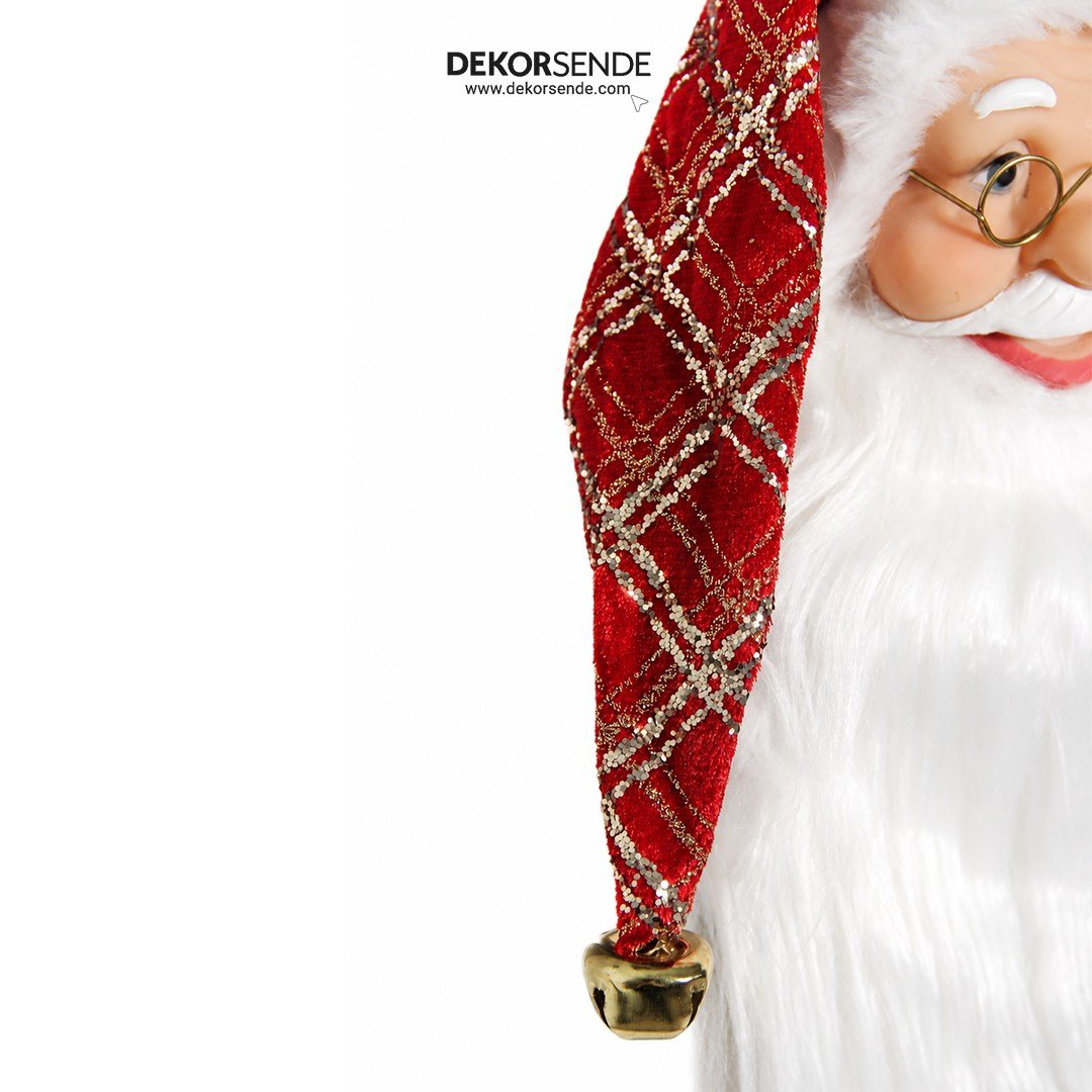 Yılbaşı Süsü Külah Şapkalı Noel Baba Kafası Kırmızı-Altın 35 cm - Kategorisiz