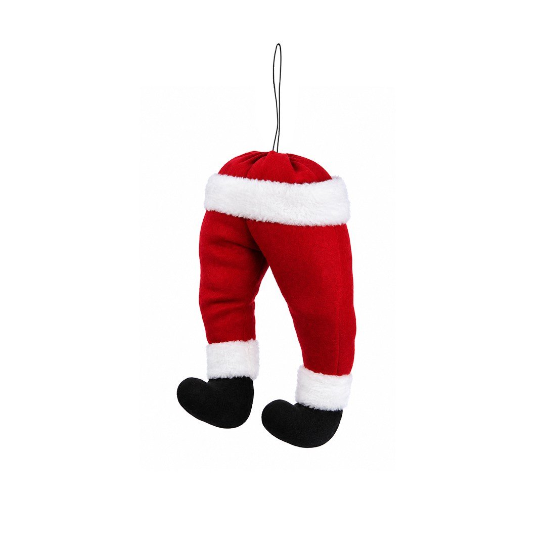 Yılbaşı Süsü Noel Baba Ayakları Kadife Asılabilir Kırmızı 50 cm - Yılbaşı Aksesuarları