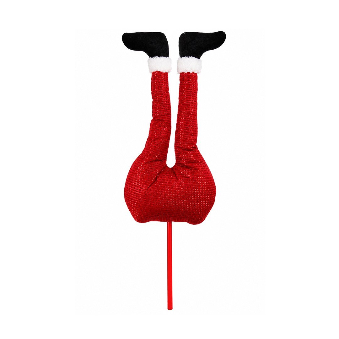 Yılbaşı Süsü Parıltılı Çubuklu Noel Baba Ayakları Kırmızı 70 cm - Yılbaşı Aksesuarları