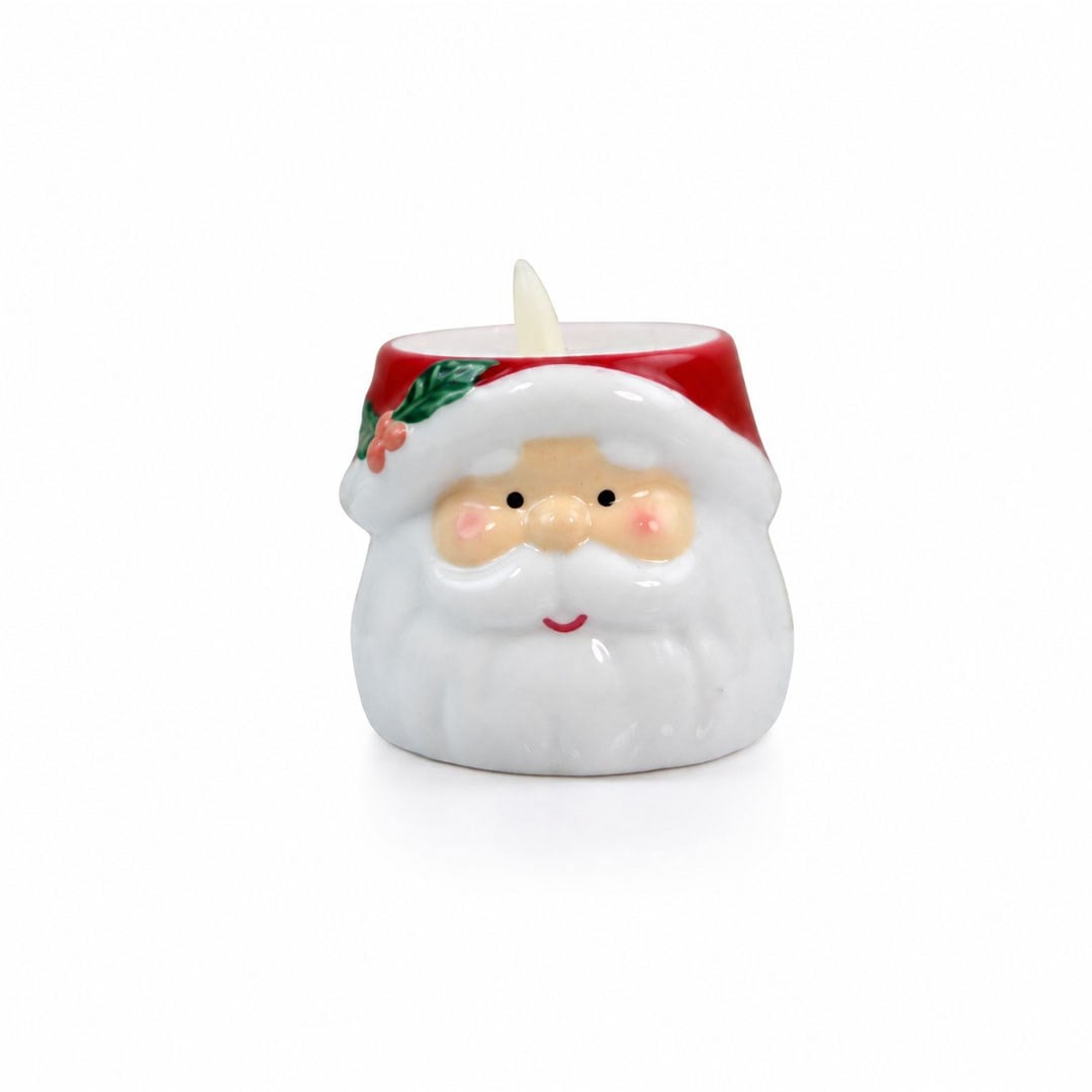 Yılbaşı Süsü Pilli Mum Noel Baba Beyaz 10 cm - Kategorisiz